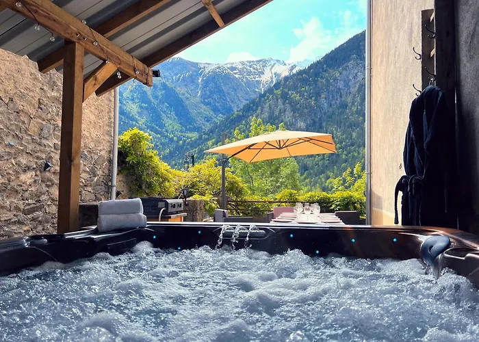Jacuzzi Sauna Terrasse Venosc Semesterbostad